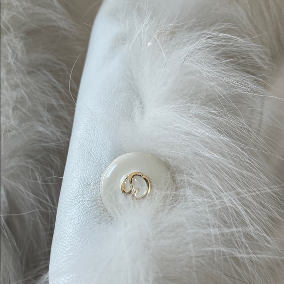 St. John fox fur leather Jacket with Fur trim - Picture 8 of 17